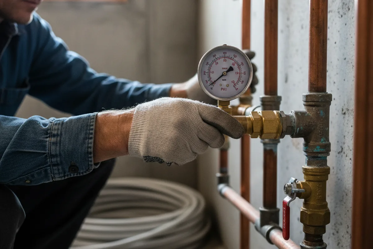 Pressure testing a repaired line during Water Line Repair in Fair Play